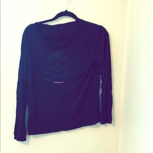 Betsy Johnson Faded Skull Black  Shirt Large